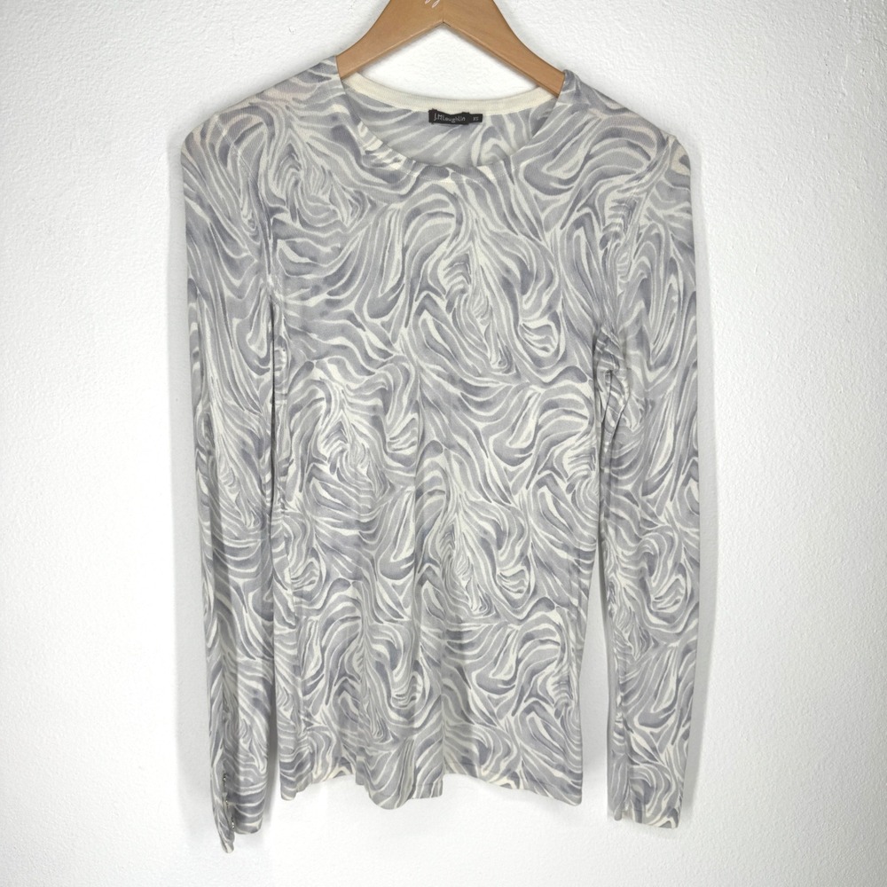 J.McLaughlin Lenny Sweater Marble Swirl Knit Top Button Cuff XS Minimalist Layer